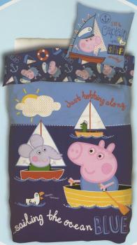 Bettwäsche Peppa Pig - George am Meer - 135 x 200 cm - Baumwolle - Peppa Wutz